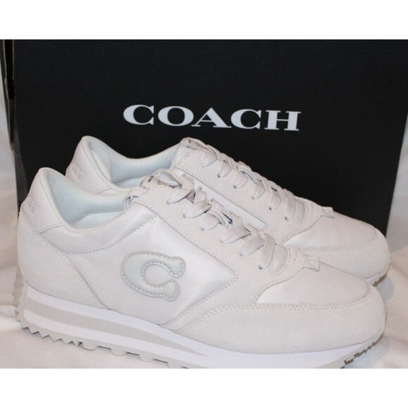 COACH WOMEN'S RUNNER CR965 SIGNATURE LOGO RETRO SNEAKERS WHITE NIB SZ 8.5 $195 - Picture 1 of 9